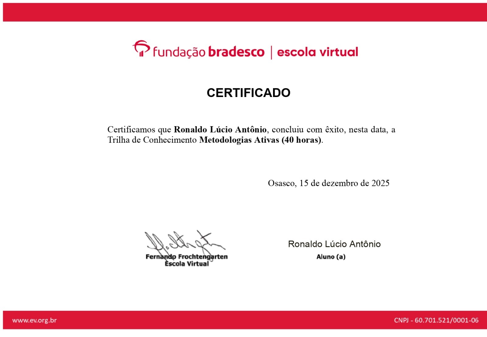 Certificado Metodologias Ativas